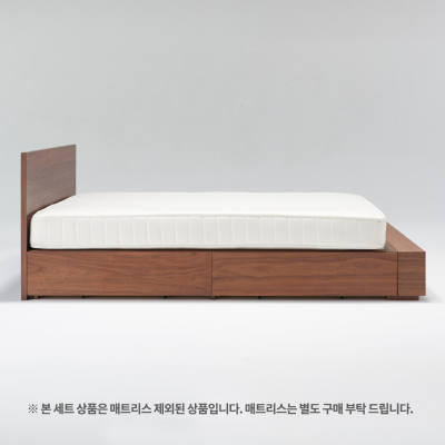 [세트 상품] 호두나무 수납 침대 · Q + 헤드 보드ㆍQ + 추가박스ㆍQ 