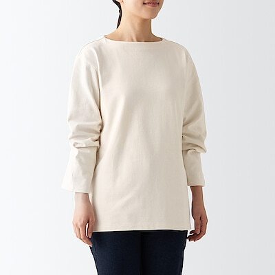 [무인양품]  여성 태번수 보트넥 긴소매 티셔츠 (오버핏 긴팔)