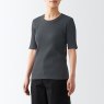 [무인양품]  여성 스트레치 리브 크루넥 5부소매 티셔츠 (오버핏 반팔)
