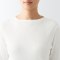 추가이미지4([무인양품]  여성 스트레치 리브 보트넥 7부소매 티셔츠 (오버핏 긴팔))