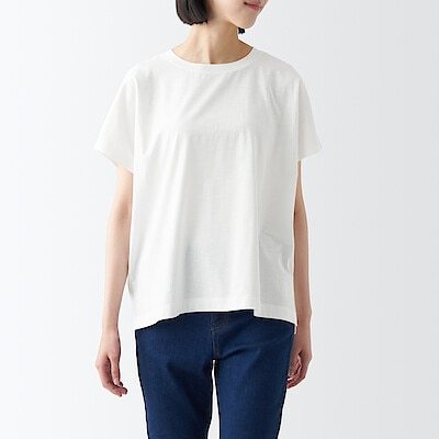 [무인양품]  여성 슬러브 와이드 티셔츠 (오버핏 반팔)