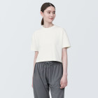[무인양품]  여성 UV 컷 흡한속건 반소매 쇼트 티셔츠 (오버핏 반팔) OFF WHITE