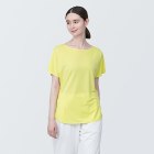 [무인양품]  여성 UV 컷 시원한 보트넥 반소매 티셔츠 (오버핏 반팔) LIGHT YELLOW